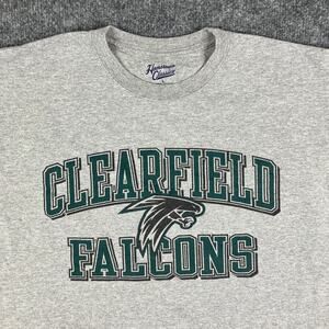 Hometown Classics T-Shirt Mens Large Gray Clearfield Falcons Mascot Graphic Tee